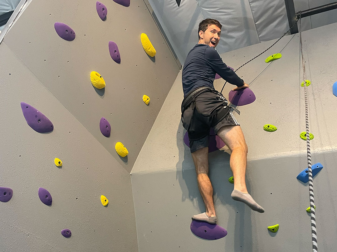 Matthew on the climbing wall
